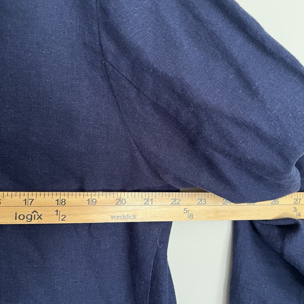 Old Navy Women Blazer L Navy Linen Blend Casual Coastal Minimalist Quiet Luxury - Picture 6 of 7